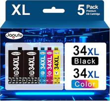 "Jagute" 34 XL rašalo kasetės, suderinamos su "Epson" 34XL spausdintuvo kasetėmis 34 Multipack, skirtos "Epson WF 3720" spausdintuvo kasetėms "Workforce Pro" WF-3720DWF WF-3725DWF WF 3720 WF-3725 kasetės (5 vnt.)