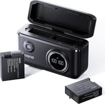 "llano" baterija "GoPro Hero 31", skirta "GoPro" įkrovikliui, 2 pakuotės 1950 mAh įkraunamos baterijos, dvigubas greitas įkroviklis "GoPro Hero 13" kameroms, išmanusis ekranas, magnetinis dangtelis