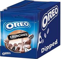 "OREO Crunchies Dipped" - traškūs mini kakavos sausainiai su vanilės skonio grietinėlės įdaru, aplieti švelniu pienišku šokoladu - 8 x 110 g