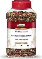 "Prymat" spalvoti pipirai 350 g - spalvingas juodųjų, baltųjų, žaliųjų ir rausvųjų pipirų mišinys - idealiai tinka malūnams, mėsai, žuviai, padažams, marinatams ir kitiems patiekalams.