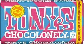 "Tony's Chocolonely", pieniškas šokoladinis sausainis su šokolado drožlėmis 180 g
