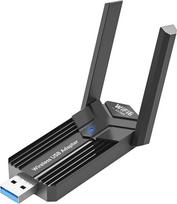 "WiFi 6 AX1800 WLAN Stick" kompiuteriui, dviejų dažnių 2.4G/5G WLAN adapteris, USB 3.0, MU-MIMO, interneto imtuvas su 2 x 5dBi antenomis, WPA3 šifravimas, suderinamas su "Windows 11/10