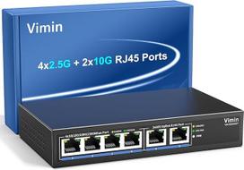 10Gb nevaldomas Ethernet komutatorius su 4*2,5G Base-T prievadais, 2*10G RJ45 prievadais, 2,5Gb Base-T tinklo komutatorius, 60Gb/s talpa, daugiagigabitinis komutatorius staliniam kompiuteriui / sienai, skirtas NAS, kompiuteriui, belaidžiam prieigos taškui