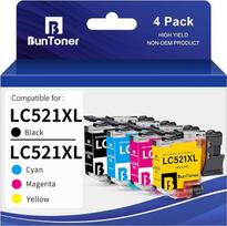 BunToner LC521XL suderinamas su Brother LC521 XL, skirtas Brother DCP-J1260W J1310DW J1313DW J1313DW J1360DW J1460DW (4 vnt.)