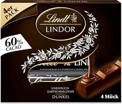 Lindt šokoladas | LINDOR lazdelės 60 % kakavos | 100 g | 4 šokolado lazdelės, pagamintos iš 60 % kakavos karčiojo šokolado su švelniu tirpstančiu įdaru | Šokolado lazdelės