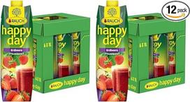 Rauch Happy Day Strawberry Intensyvaus braškių skonio rafinuotas su obuoliais ir citrina 6 x 1 litro talpos Tetra Prism (2 vnt.)