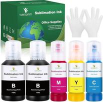 Sublimacinis rašalas, suderinamas su Epson ecotank E102 E104 ET-2810 ET-2820 ET-2830 ET-4810 ET-2815 ET-2850 ET-2856 ET-2870 ecotank spausdintuvu, skirtu šiluminio pernešimo marškinėliams, puodeliams, keramikiniams 5 pakuotės