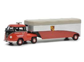 PRE-ORD3R Schuco Modeliukas 1/64 Volkswagen T1b Racing Transporter Continental Motors *Porsche*, red