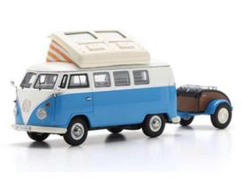 PRE-ORD3R Schuco Modeliukas 1/43 Volkswagen T1 Campingbus + Westfalia trailer, blue/white