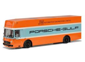 PRE-ORD3R Schuco Modeliukas #S18U00152 1/18 Mercedes Benz O317 *Porsche/Gulf*, orange/blue