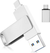 "3-in-1" USB atmintinė 256GB MFi sertifikuota "Lightning" USB C ir USB 3.0 išorinė atmintinė "iPhone", "Android" ir kompiuteriui Išorinis kietasis diskas, suderinamas su "iOS" įrenginiais