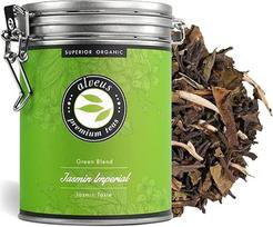 "Jasmin Imperial" Jazminų arbata, biri, ekologiška, 4 aukščiausios kokybės žaliosios ir baltosios arbatos, be aromatinių priedų, 100 g (apie 40 puodelių) alveus