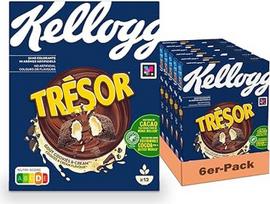 "Kellogg's Tresor" sausainiai su grietinėle (6 x 375g) - traškūs pusryčių dribsniai su tirpstančios grietinėlės įdaru ir grietinėlės skoniu - saugūs, beprotiškai skanūs