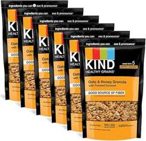 "KIND Healthy Grains" grūdų dribsniai, sveiki užkandžiai, avižų ir medaus granola su skrudintu kokosu, užkandžių mišinys, 11 oz (6 vnt.)