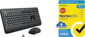 "Logitech MK540 Advanced Wireless Keyboard and Mouse Combo" - juoda + "Norton 360 Deluxe 2024", antivirusinė programinė įranga 3 įrenginiams