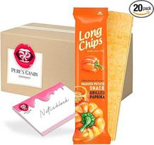 "Pere's Candy" saldainių rinkinys "Long Chips Grilled Peppers" 20 x 75 g + "Pere's Candy" užrašų knygutė DIN A7 25 lapai