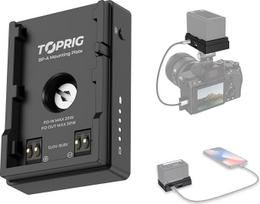 "Toprig" BC08 BP-A30 BP-A60 akumuliatoriaus adapterio plokštė, PD 20 W įėjimas su LED maitinimo indikatoriumi, su D-TAP/USB-C/USB-A išvestimi, suderinama su "Canon" BP-A tipo akumuliatoriumi