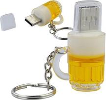 "Ulticool" - "Beer Glass" 128GB USB atmintinė - "Beer Glass" rašiklinis kaupiklis "Memory Stick" duomenų atmintinė - balta, geltona