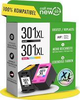 301XL spausdintuvo kasetės - suderinamos su HP 301 spausdintuvo kasetėmis / skirtos HP 301 XL juodai ir spalvotai - XL serijos išmaniųjų lustų pakaitalas "DeskJet 2540", "Envy 4500", "OfficeJet" - 2 pakuotės