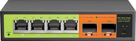 6 prievadų 2,5G Ethernet komutatorius, 4x2,5GB prievadai su 2x10GB SFP Uplink, nevaldomas, Plug & Play, montuojamas ant stalo / sienos, metalinis korpusas be ventiliatoriaus, suderinamas su 100/1000/2500Mbps tinklais