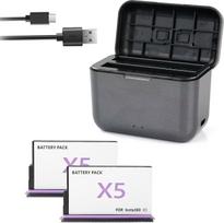 Akumuliatoriaus įkroviklis su 2 baterijomis 2850 mAh, skirtas "Insta360 X5" fotoaparatui