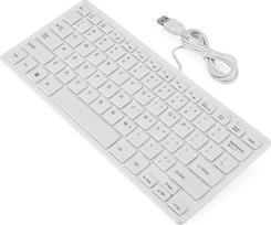 CCYLEZ laidinė USB mini klaviatūra, universali itin plona 78 klavišų klaviatūra, nešiojamoji daugialypės terpės mini klaviatūra staliniam kompiuteriui, nešiojamajam kompiuteriui (balta)