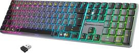 EMPIRE GAMING RF243 belaidė įkraunama FR(AZERTY) žaidimų klaviatūra - trijų režimų (2,4 GHz, "Bluetooth", USB-C), 111 klavišų MX Red, RGB, NKRO, suderinama su PC, Mac ir konsolėmis