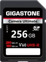 GIGASTONE UHS-II V60 256GB SD kortelė, "Camera Ultimate", iki 280/180MB/s, U3 SDXC 4K Ultra HD UHD vaizdo įrašas DSLR "Canon", įskaitant 1 mini krepšį