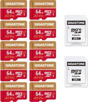 GIGASTONE 64GB Micro SD kortelė, 10 vnt. + SD adapteris, 4K kamera "Pro", suderinama su "GoPro Drone Switch", iki 95/35MB/s, 4K UHD vaizdo įrašymas, MicroSDXC atminties kortelė UHS-I A2 Class 10 U3 V30