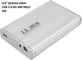 Išorinio USB standžiojo disko metalinis 3,5 colio (8,9 cm) USB 2.0 korpusas, sidabrinės spalvos, tik IDE