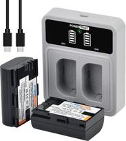 LP-E6 LP-E6N akumuliatorius su 20 W greituoju dvigubu USB-C įkrovikliu, skirtas "Canon EOS R5, R6, R7, 6D, 7D, 80D, 90D, EOS 5DS R, 5D Mark II, 5D Mark III, 2 vnt.