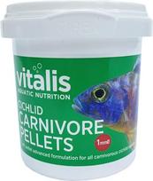 Vitalis Cichlid Cichlid Carnivore Pellets 1 mm granulės mėsėdžiams cichlidams Granulės Žuvų maistas akvariumui ir tvenkiniui Granulės Cichlidų maistas Žuvų maistas su natūraliomis spalvą gerinančiomis medžiagomis (1 mm, 70 g)