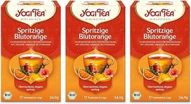 YOGI TEA Spicy Blood Orange, ajurvedinė ekologiška vaisinė arbata su apelsinais, ibiškais ir kraujo apelsinais, karšta arba šalta, be kofeino, Yogi Tea Pack of 3, 3 x 17 maišelių (51 arbatos maišelis)