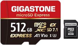 【Für Switch 2 entwickelt】GIGASTONE microSDXC Express 512GB, SD 7.1, iki 880/650MB/s, A1 V30 U3, kompatibel mit Switch 2 & Kamera, mit SD-Adapter.