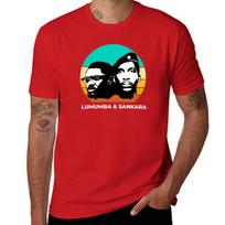 Sankara ir Lumumba Retro Saulėlydžio T-shirt viršūnės estetiški drabužiai anime sunkaus svorio t-shirt vyrams S