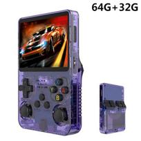 Žaidimų konsolė R36S Retro delninė žaidimų konsolė atvirojo kodo Linux sistemos 3,5 colio IPS ekranas vaizdo žaidimų grotuvas, kišeninis mini pultas 64GB, 64G Violetinė