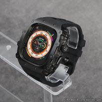 Prabangus modifikavimo rinkinys Apple Watch Ultra 3/2 49mm 45mm 44mm Silikoninė apyrankė Nerūdijančio plieno korpusas IWatch Series 9 8 7 6 5 Mod For Series 987 45mm