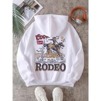 Rodeo Hoodie Moterims Vintažinis Kaubojaus Spaudinys Su Gobtuvu Šiltas Kišeninis Megztinis Ruduo Žiema Patogūs Moteriški Drabužiai S