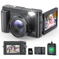 Skaitmeninis fotoaparatas 4K 48MP fotoaparatas su AF ir atlenkiamu ekranu, 32GB