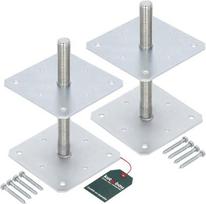 Stulpo atrama - 2 vnt. rinkinys, cinkuotas ir reguliuojamas stulpo pagrindas - medienai - M24 mm sriegis - 160 x 160 x 250 mm - KOTARBAU
