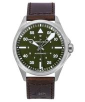 Hamilton Khaki Aviation Pilot Odinė apyrankė Žalias ciferblatas Automatinis H76305560 100M Vyriškas laikrodis žalia