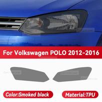 Volkswagen POLO 2012-2016 Automobilio priekinio žibinto juoda TPU apsauginė plėvelė Priekinio žibinto tamsinimo keičianti spalvą lipduko priedai Smoked black