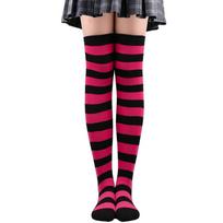 Thigh High Stockings Womens Striped Ladies Girls Black White pink Long Over Above Knee Socks femboy Cosplay Lolita Harajuku Y2k One Size