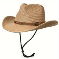 Cowboy Hat Sun Hat, Foldable Beach Travel Women's Wide-brimmed Western Cowboy Hat Stylish Jazz Hat chaki