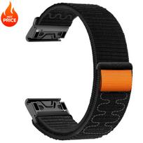 Nailono kilpinė apyrankė, skirta Garmin Fenix 7X 7 Pro Fenix 6X 6 5X 5Plus 22mm 26mm Quick Fit dirželis, skirtas Tactix 7 Forerunner 965 955 Enduro 2 22mm juoda