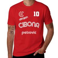 Draženo Petrovičiaus retro stiliaus Kroatijos krepšinio marškinėliai, mieli drabužiai, paprasti sunkiasvoriai, greitai džiūstantys vyriški čempionų marškinėliai S