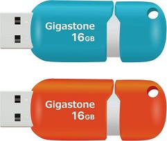 "Gigastone V10" 16GB 2 pakuotės USB 2.0 atmintinė, ištraukiami mygtukai "MacBook" nešiojamajam kompiuteriui, suderinama su "Windows Mac Linux", USB atmintinė, USB atmintinės, mišrios spalvos - mėlyna ir oranžinė