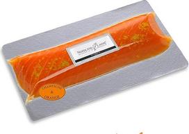 230 g rūkytos lašišos nugarinės filė su šampanu ir apelsinais | Geriausias "Nordland-Lachs" rūkytos lašišos gabalėlis, skirtas puikiems čeburekams | Ultra Premium Filet Royal iš Škotijos | Aukščiausios kokybės šaltas pristatymas