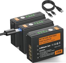 3 vnt. NP-W126S USB 1600 mAh akumuliatoriaus su C tipo USB įkrovimo funkcija, suderinama su "Fuji X-T100", "X-T200", "X100F", "X100V", "X-S10", "X-A5", "X-A10", "X-E3", "X-E4", "X-Pro2", "X-Pro3", "X-T1", "X-T2", "X-T3", "X-T10",
