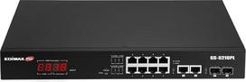 Edimax GS-5210PL - stebėjimo VLAN 12 prievadų Gigabit PoE+ Web Smart komutatorius dideliems atstumams su 2 Gigabit RJ45 prievadais ir 2 SFP prievadais